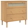 Commode SENJA aspect de rotin marron bois de pin solide