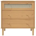 Commode SENJA aspect de rotin marron bois de pin solide