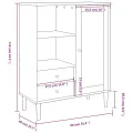 Buffet SENJA aspect rotin noir 90x40x112cm bois massif de pin