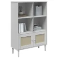 Bibliothèque SENJA aspect de rotin blanc bois massif de pin