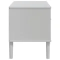 Meuble TV SENJA aspect rotin blanc 106x40x49cm bois massif pin