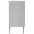 Buffet SENJA aspect rotin blanc 80x40x80 cm bois massif de pin