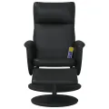 Fauteuil inclinable de massage avec repose-pied noir similicuir