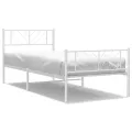 Cadre de lit métal avec tête de lit/pied de lit blanc 107x203cm