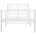 Cadre de lit métal avec tête de lit/pied de lit blanc 107x203cm