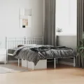 Cadre de lit métal avec tête de lit blanc 140x200 cm