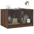 Table basse avec portes en verre chêne marron 68x50x42 cm