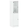 Buffet avec porte en verre blanc 35x37x142 cm