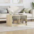 Table basse avec portes en verre chêne sonoma 68x50x42 cm