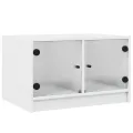 Table basse avec portes en verre blanc 68x50x42 cm