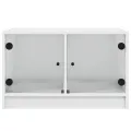 Table basse avec portes en verre blanc 68x50x42 cm
