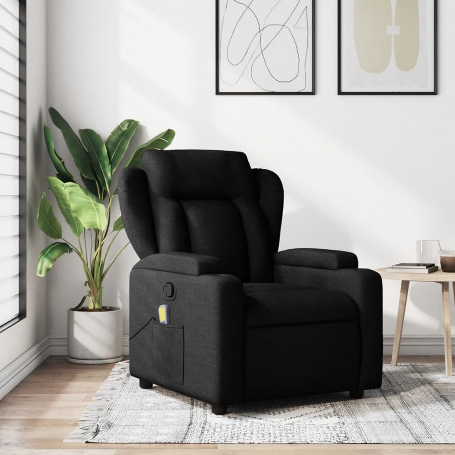 Fauteuil de massage inclinable Noir Tissu