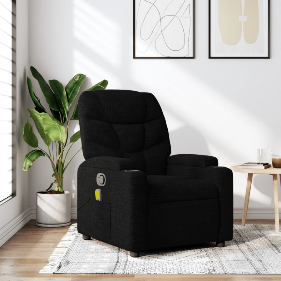 Fauteuil de massage inclinable Noir Tissu