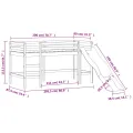 Lit mezzanine enfants toboggan blanc 80x200 cm bois pin massif
