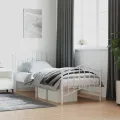 Cadre de lit métal avec tête de lit/pied de lit blanc 80x200 cm