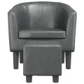 Fauteuil cabriolet avec repose-pied gris similicuir
