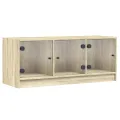 Meuble TV avec portes en verre chêne sonoma 102x37x42 cm