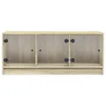 Meuble TV avec portes en verre chêne sonoma 102x37x42 cm