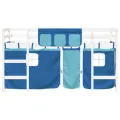 Lit mezzanine enfants et rideaux bleu 80x200cm bois pin massif