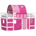 Lit mezzanine enfants et tunnel rose 90x190 cm bois pin massif