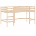 Lit mezzanine enfants et rideaux blanc/noir 90x190cm pin massif