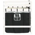 Lit mezzanine enfants et rideaux blanc/noir 90x200cm pin massif