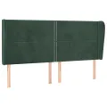 Tête de lit avec oreilles Vert foncé 163x23x118/128 cm Velours