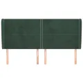 Tête de lit avec oreilles Vert foncé 163x23x118/128 cm Velours
