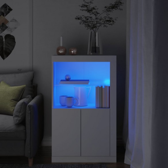 Armoire latérale avec éclairage LED blanc bois d'ingénierie