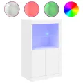 Armoire latérale avec éclairage LED blanc bois d'ingénierie