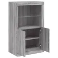 Armoire latérale et lumières LED sonoma gris bois d'ingénierie