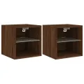 Meubles TV muraux lumières LED 2 pcs chêne marron 30x28,5x30 cm