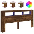 Tête de lit à LED chêne fumé 200x18,5x103,5cm bois d'ingénierie