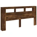 Tête de lit à LED chêne fumé 200x18,5x103,5cm bois d'ingénierie