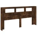 Tête de lit à LED chêne fumé 200x18,5x103,5cm bois d'ingénierie