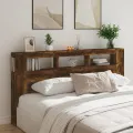 Tête de lit à LED chêne fumé 200x18,5x103,5cm bois d'ingénierie