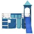 Lit mezzanine enfants avec tour bleu 90x190 cm bois pin massif