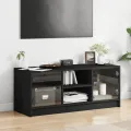 Meuble TV avec portes en verre noir 102x37x42 cm