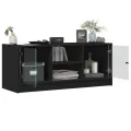 Meuble TV avec portes en verre noir 102x37x42 cm