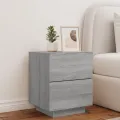 Armoire de chevet et lumières LED sonoma gris bois d'ingénierie