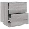 Armoire de chevet et lumières LED sonoma gris bois d'ingénierie
