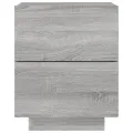 Armoire de chevet et lumières LED sonoma gris bois d'ingénierie