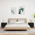 Tables de chevet murales avec lumières LED 2 pcs noir