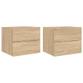 Tables de chevet murales avec lumières LED 2 pcs chêne sonoma