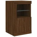 Armoire latérale avec lumières LED chêne marron bois ingénierie