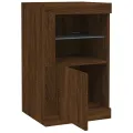 Armoire latérale avec lumières LED chêne marron bois ingénierie