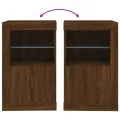 Armoire latérale avec lumières LED chêne marron bois ingénierie