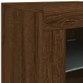 Armoire latérale avec lumières LED chêne marron bois ingénierie