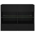 Meuble TV mural avec lumières LED noir 78,5x30x60,5 cm