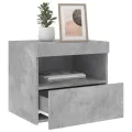 Tables de chevet avec lumières LED 2 pcs gris béton 50x40x45 cm